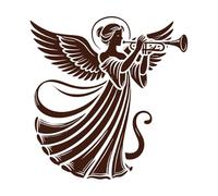 Angel Playing Trumpet Engraving Stickers 67.2x69.8cm Do not Damage The Wall Surface Coffee