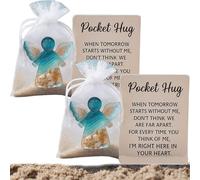 Angel Pocket Hug in Memory of the Dead, Emotional Grief Support Beach Themed with Card, Angel Statue Sympathy Gift for Memorial, Express Condolences for Loss of Loved One (2pcs)