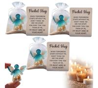 Angel Pocket Hug in Memory of the Dead, Pocket Hug Angel, Emotional Grief Support Beach Themed with Card, Angel Statue Sympathy Gifts for Memorial, Express Condolences for Loss of Loved One