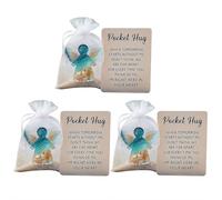 Angel Pocket Hug in Memory of The Dead,Sympathy Gift with Healing Symbolism,Emotional Grief Support Beach Themed Angel with Card,Comfort for Grief,Stress Relief,Gift for Friends & Family (Angel 3pc)