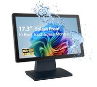 ANGEL POS Commercial Grade 17.3 Inch 1920 x 1080 FHD Touchscreen POS Monitor, 10 Points Touch HDMI VGA, Waterproof Dustproof Screen, Indusitrial, Office, Retail, Gym, Warehouse