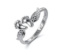 Angel Ring - Footprint Memorial Ring, Commemorative Angel Wing Band, Personalized Sympathy Keepsake, Elegantly Crafted Remembrance Jewelry Piece, Comfort Fit Memorial Accessory for Parents