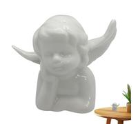 Angel Sculpture - White Ceramic Angel Sculpture, Cherub Garden Statues | Elegant Angel Sculpture Ornament, Decorative Cherub Figures For Table, Home, Desk,