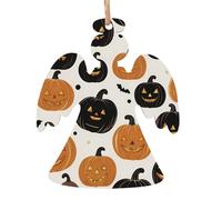 Angel Shape Christmas Wooden Ornaments â€“ Jack-o'-lantern Print Festive Holiday Home & Office Decoration for Walls, Windows, Fireplace