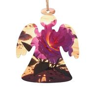 Angel Shape Christmas Wooden Ornaments - Flowers in the desert Print Festive Holiday Home & Office Decoration for Walls, Windows, Fireplace