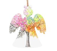 Angel Shape Christmas Wooden Ornaments - Four Seasons Spring Tree Print Various Shapes for Xmas Tree, Home, and Office Decoration