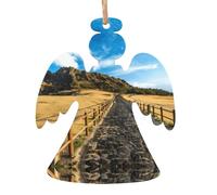 Angel Shape Christmas Wooden Ornaments - Jeju Island Korea Print Xmas Tree Hanging for Home, Office, Fireplace - Holiday Party Decor