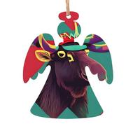 Angel Shape Christmas Wooden Ornaments - Moose Print Holiday Home Decor, Xmas Tree, Office, Fireplace, Party Decoration