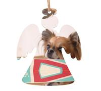 Angel Shape Christmas Wooden Ornaments - Papillon in the box Print Xmas Tree Hanging for Home, Office, Fireplace - Holiday Party Decor