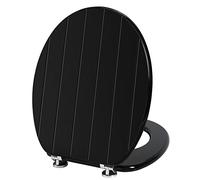 Angel Shield Black Toilet Seat Antibacterial Adjustable Hinges Wooden Toilet Seat Fits Never Slips for Bathroom (Classic, Black)