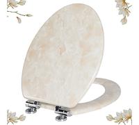 Angel Shield Marble Toilet Seat Durable Molded Wood with Quiet Close, Easy Clean, Quick-Release Hinges(Elongated, Beige Marble)