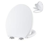 Angel Shield Soft Close Toilet Seat - Oval White, Quick Release & Easy Clean, Adjustable Top Fix Hinges, Durable Plastic, Fits Standard O-Shape Toilets