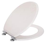 Angel Shield Toilet Seat Antibacterial Wooden Soft Close Toilet Seat with Quick Release Adjustable Hinges Easy Clean and Assembly for Bathroom (Creamy White Oak)
