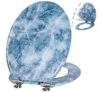 Angel Shield Toilet Seat Molded Wood Toilet Seat, Quiet Close with Quick Release Adjustable Hinges 45x37cm Oval, Fits EU Bottom-Mount Toilets (Ice Pattern)