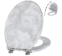Angel Shield Toilet Seat Molded Wood Toilet Seat, Quiet Close with Quick Release Adjustable Hinges 45x37cm Oval, Fits EU Bottom-Mount Toilets (Gray Marble)