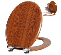 Angel Shield Toilet Seat Molded Wood Toilet Seat, Quiet Close with Quick Release Adjustable Hinges 45x37cm Oval, Fits EU Bottom-Mount Toilets (Brownish Red)