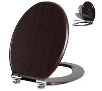 Angel Shield Toilet Seat Molded Wood Toilet Seat, Quiet Close with Quick Release Adjustable Hinges 45x37cm Oval, Fits EU Bottom-Mount Toilets (Dark Brown)