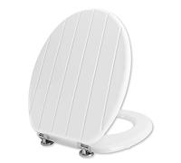 Angel Shield White Wooden Toilet Seat Antibacterial Adjustable Hinges Toilet Seat Fits Never Slips for Bathroom (Classic, White)