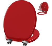 Angel Shield Wooden Toilet Seat with Adjustable Soft Close Hinges Antibacterial Molded Wood Toilet Seat Quick Release Removable Lid for Easy Cleaning and Assembly (Red)