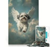 Angel Shih Tzu Dog Flying in The Sky 1000 Piece Puzzle For Adults Problem Solving Toy Professional Grade Cutting Relaxing Indoor Group Activity (38x26cm)