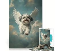 Angel Shih Tzu Dog Flying in The Sky Adults 1000 Piece Jigsaw Puzzle Think Exercise Game Zero Gap Bonding Activity for Loved Ones (50x75cm)