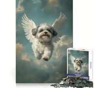 Angel Shih Tzu Dog Flying in The Sky Jigsaw Puzzles for Teenagers 1000 Pieces Memory Boost Restful Escape Fine Xmas Gift (38x52cm)