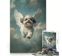 Angel Shih Tzu Dog Flying in The Sky Teenagers Puzzles 1000 Piece Jigsaws Memory Boost Unwind Easily (50x75cm)