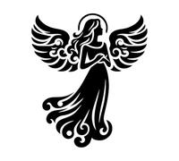 Angel Silhouette in Prayer with Folded Hands Engraving Stickers 42x48.6cm Multi Color Selection Black