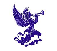 Angel Silhouette Playing Trumpet Engraving Stickers 49.4x67.1cm Do not Damage The Wall Surface DarkBlue