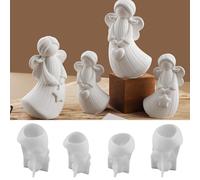 Angel Silicone Mold, 4 Pieces 3D Silicone Molds for Casting Christmas Angels, Resin Christmas Mold for Plaster Casting, Handcraft Epoxy Candle Molds, for Wedding Table Centerpiece Home Decoration