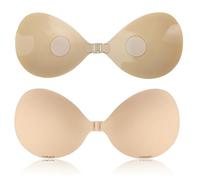Angel Silk CURLADY Women's Invisible Strapless Bras, Reusable Stick On Bra Skin-Friendly Sticky Push Up Bra Adhesive Bra for Party, Bar, Wedding, Beach, and Everyday Wearing Backless Bras for Women