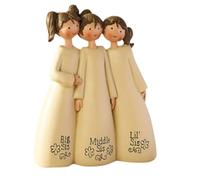 Angel Sisters Figurine, 9cm/3.5inch Resin Friendship Sisters Guardian Angel Sculpture, Desktop Sisters Ornament, Friend Angel Statue Gift for Friends Girls(3 Sister)
