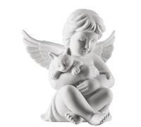 Angel Small White Matt Angel with Cat