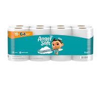 Angel Soft® Toilet Paper, 16 Mega Rolls = 64 Regular Rolls, 2-Ply Bath Tissue
