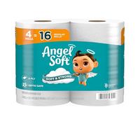 Angel Soft Toilet Paper, 4 Mega Rolls = 16 Regular Rolls, Soft and Strong Toilet Tissue