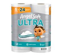 Angel Soft Ultra Toilet Paper 6 Mega Rolls = 24 Regular Rolls 2 Ply Toilet Tissue
