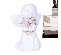 Angel Statues - Guardian Angel Figurine for Porch, Outdoor Angel Sculpture | Handcrafted Cherub Statue with Floral Detail, Garden Decor, Memorial Angel Ornament for Patio or