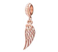 Angel Sterling Silver Wing Feather Love Heart Anniversary Charm for Pandora Charm Bracelet (Rose-Gold Plated)