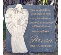 Angel Stones Memorial Garden Stones Grave Stones - Cemetery Stones Memorial Plaques Headstones Grave Markers Engraved with Name, Personalized Memorial Gifts Sympathy Gifts Outdoors(Square)
