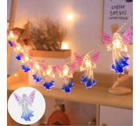 Angel String Lights - 20 Glowing Angel Figures on 10ft Battery Wire - Twinkle & Steady Modes for Bedroom, Wedding, Relaxation Decor
