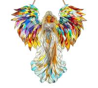 Angel Suncatchers for Windows, Stained Glass Sun Catchers for Windows, Acrylic Angel Sun Catchers with Wings, 2D Flat Prayer Window Hanging Decor for Home, Garden, Balcony, Church & Prayer Room