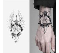 Angel Sword Flower Arm Herbal Temporary Tattoo Stickers, Semi-permanent Non-reflective, Waterproof Lasting 2 Weeks, Fake Tattoos(2pcs)