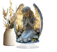 Angel Table Decor, 2d Art Christmas Acrylic Prayer Angel Sign, Peaceful Ornaments Decorative Centerpiece for Indoor Outdoor Living Room Study Bedroom Office Entryway