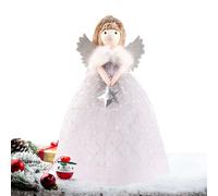 Angel Tree Toper - 15x15x26cm Cute Doll, Fabric Ornament, Gold and Gray Decoration with Soft Star Wings | Adorable Christmas Figurine for Table, Fireplace, Office, School, Garden and Party Display