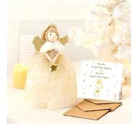 Angel Tree Topper,26 cm High Angel Topper Christmas Tree Decorations with 2 Greetings Cards and 2 Envelopes,Christmas Trees Fairy Topper for ChristmasTrees Decorations and Home Decor