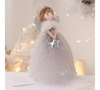 Angel Tree Topper, 26 cm High Plush Angel Topper Christmas Tree Decorations with Fairy Stick,Creative Christmas Tree Fairy Topper for Decorations and Home Decor (Light Gray)