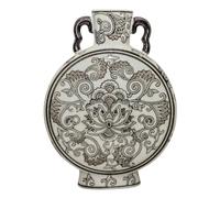 Angel Trumpet Inspired Hand Painted Black & White Vase