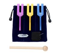 Angel Tuning Forks Set - 4096 Hz, 4160 Hz, 4225 Hz for Sound, Musical Instrument, with Wooden Hammer and Soft Storage Bag(Colorful)