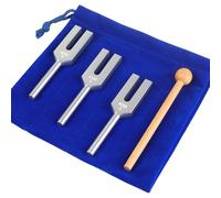 Angel Tuning Forks Set - 4096 Hz, 4160 Hz, 4225 Hz with Wooden Hammer and Velvet Bag
