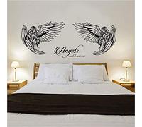 Angel Wall Art Sticker with"Angels Watch Over Me" Quote Bedroom Lounge Wall Art